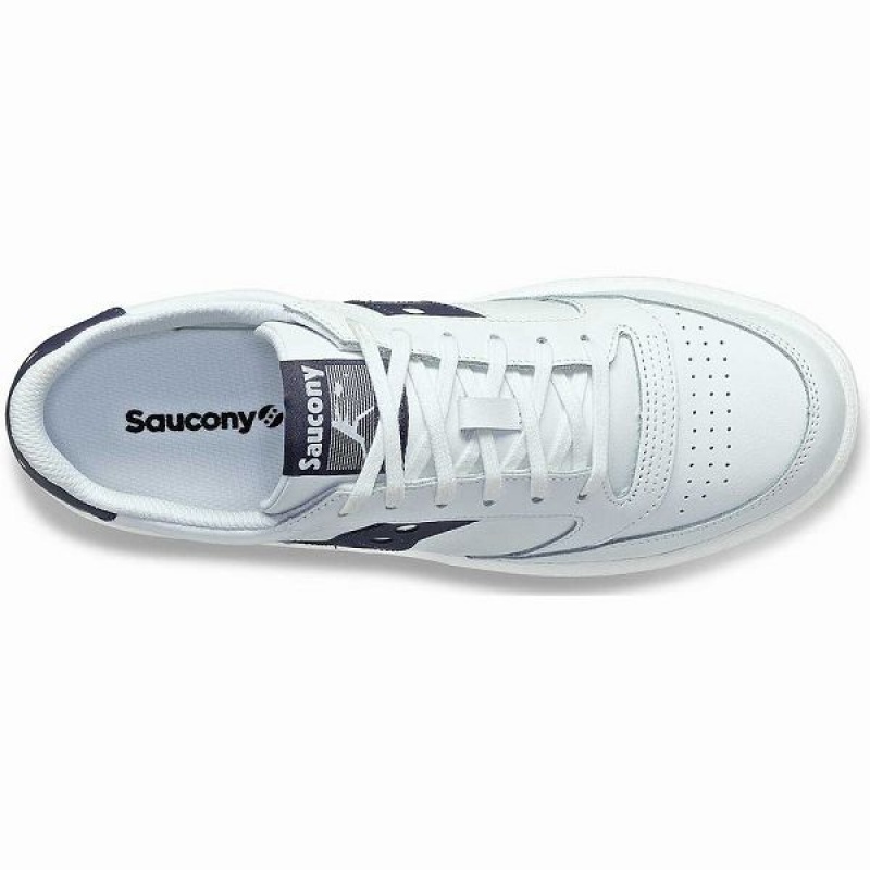 Men's Saucony Jazz Court PU Sneakers White / Navy | DBGXZPS-72