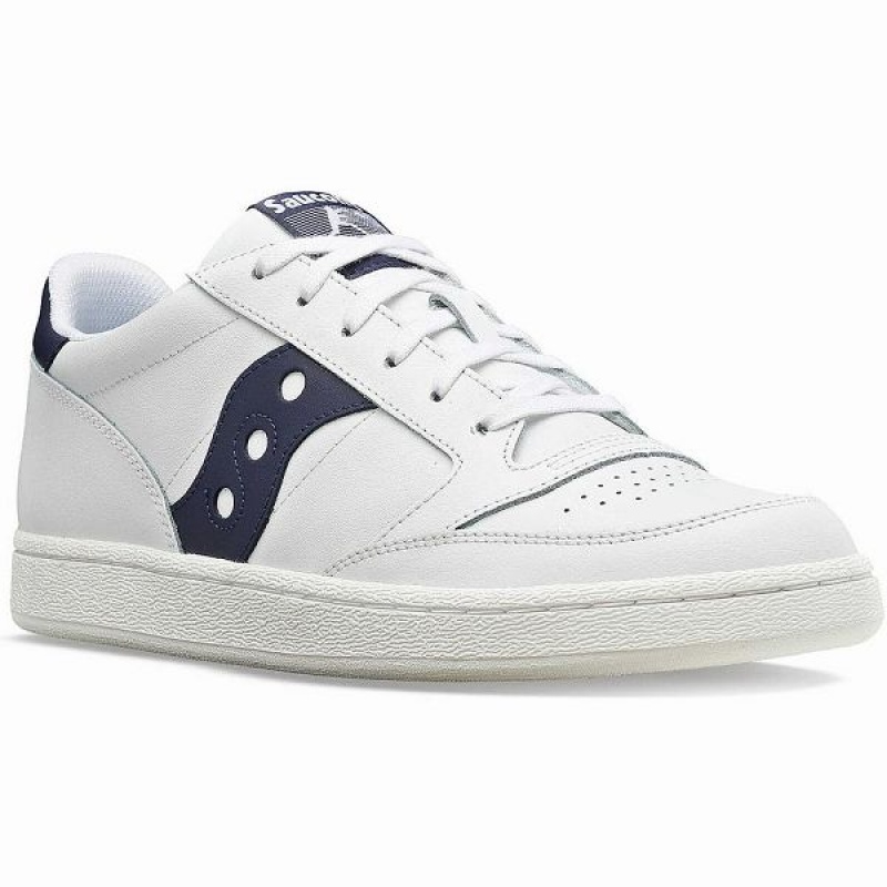 Men's Saucony Jazz Court PU Sneakers White / Navy | DBGXZPS-72