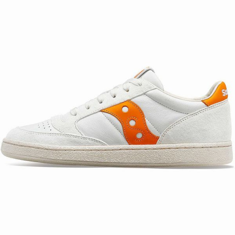 Men's Saucony Jazz Court Premium Sneakers White / Orange | PLEWFKQ-35