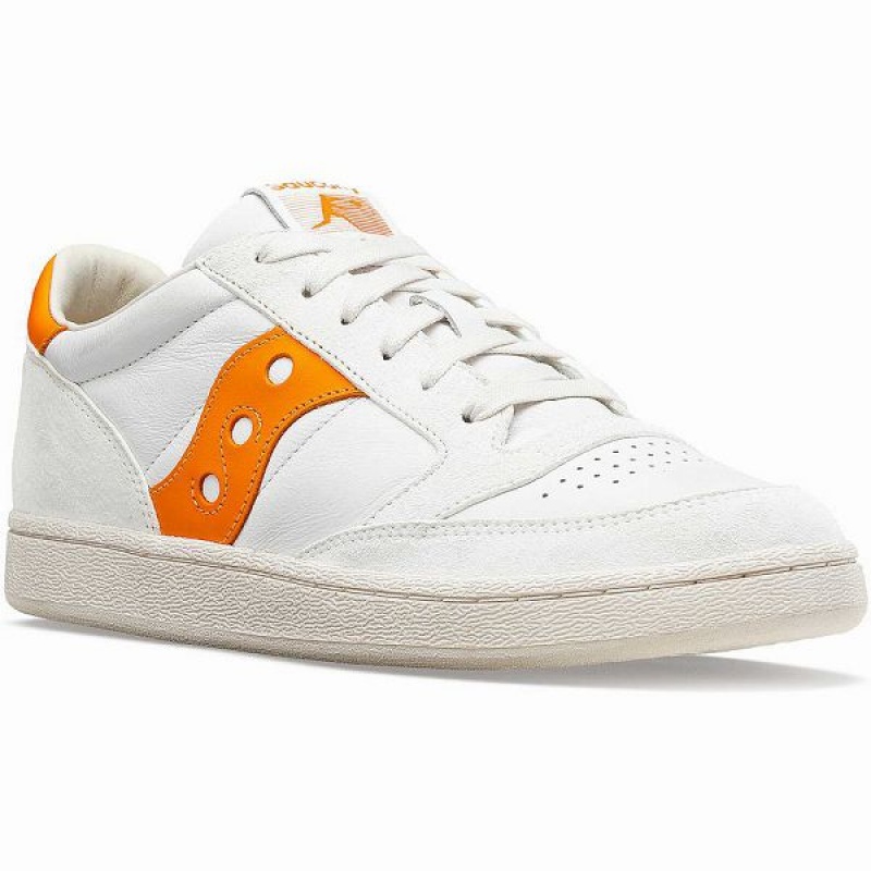 Men's Saucony Jazz Court Premium Sneakers White / Orange | PLEWFKQ-35