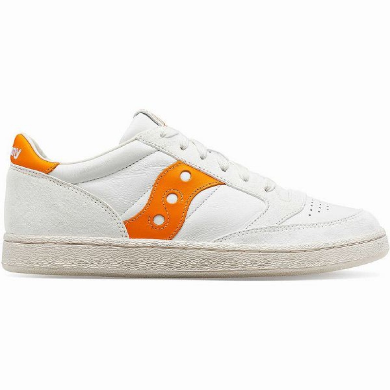 Men\'s Saucony Jazz Court Premium Sneakers White / Orange | PLEWFKQ-35