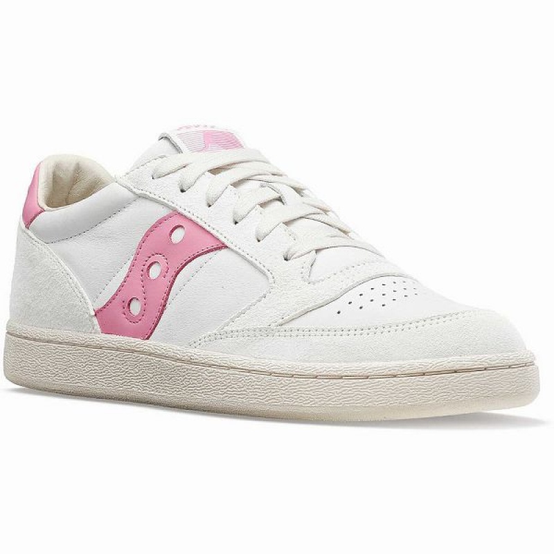 Men's Saucony Jazz Court Premium Sneakers White / Pink | BOMNAVR-24