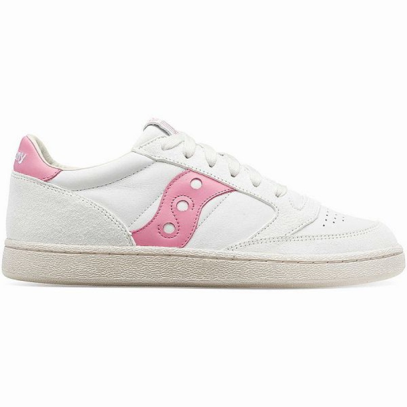 Men\'s Saucony Jazz Court Premium Sneakers White / Pink | BOMNAVR-24