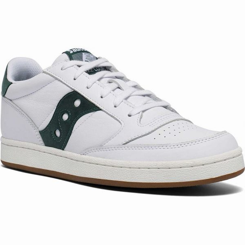 Men's Saucony Jazz Court Sneakers White / Green | XMCGOFW-76