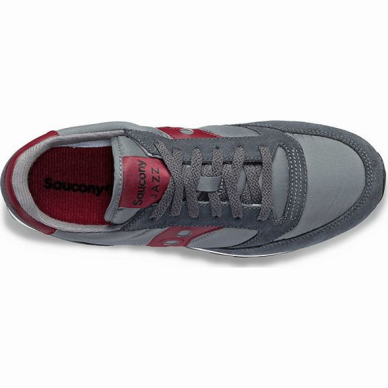 Men's Saucony Jazz Original Sneakers Grey / Dark Red | QVAFUKH-30