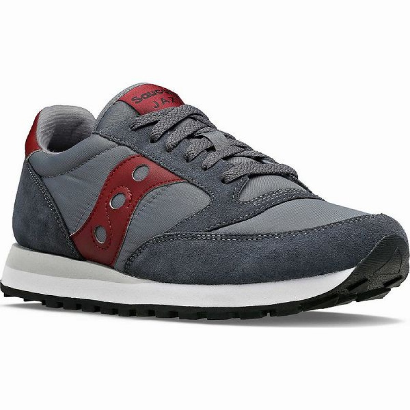 Men's Saucony Jazz Original Sneakers Grey / Dark Red | QVAFUKH-30