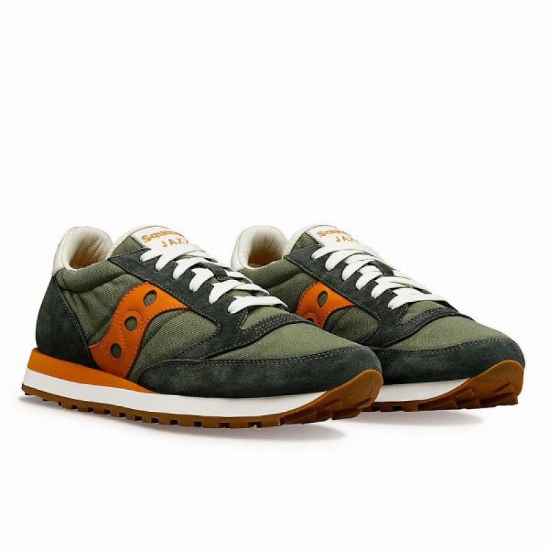 Men's Saucony Jazz Original Stonewash Sneakers Olive / Orange | VEIKBJT-15