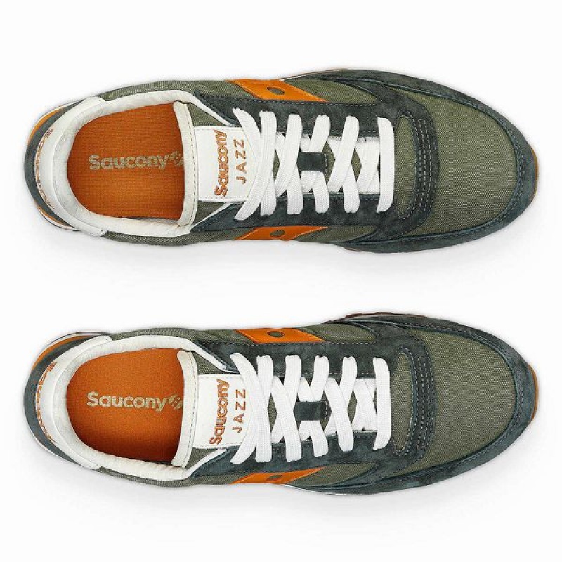 Men's Saucony Jazz Original Stonewash Sneakers Olive / Orange | VEIKBJT-15