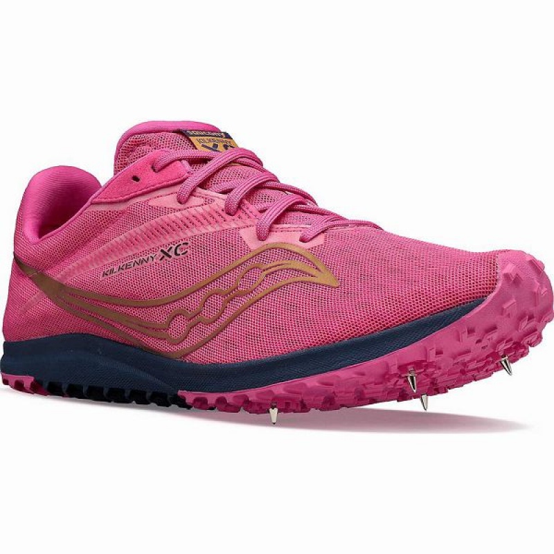 Men's Saucony Kilkenny XC9 Spike Spikes Shoes Pink / Navy | UQCPIRW-98