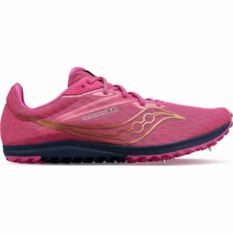 Men\'s Saucony Kilkenny XC9 Spike Spikes Shoes Pink / Navy | UQCPIRW-98