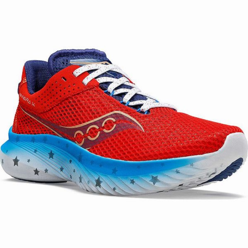 Men's Saucony Kinvara 14 Liberty Running Shoes Red / White / Blue | KPTNSMI-39