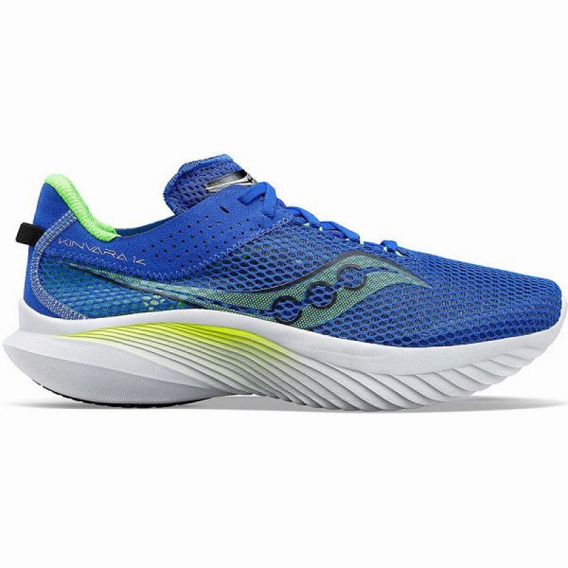 Men\'s Saucony Kinvara 14 Running Shoes Blue / Green | MPGSFYK-96