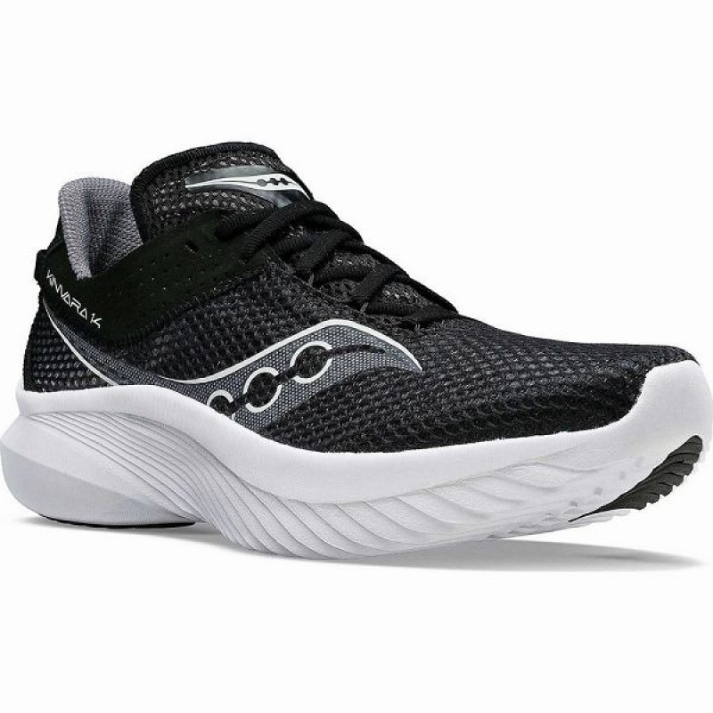 Men's Saucony Kinvara 14 Running Shoes Black / White | PUXVBSG-45