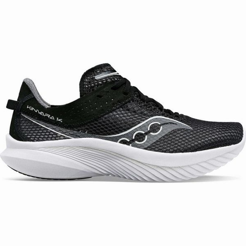 Men\'s Saucony Kinvara 14 Running Shoes Black / White | PUXVBSG-45