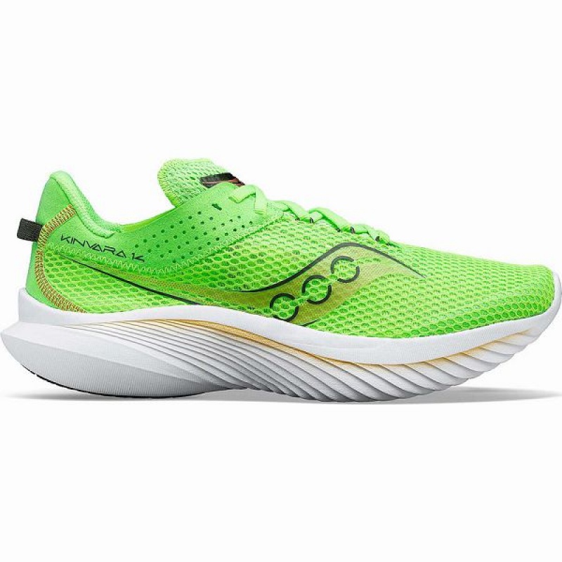 Men\'s Saucony Kinvara 14 Running Shoes Green / Gold | QOJKNAF-91