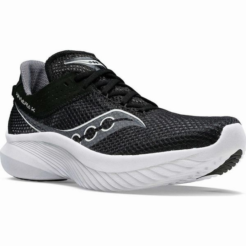 Men's Saucony Kinvara 14 Wide Running Shoes Black / White | EVNUWAF-68