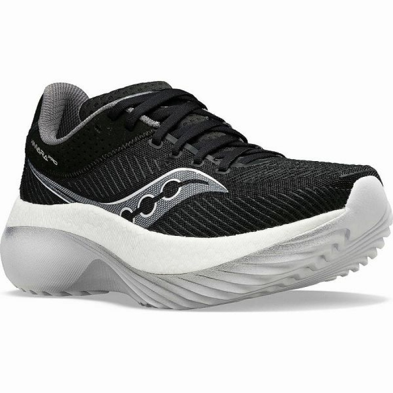 Men's Saucony Kinvara Pro Wide Running Shoes Black / White | HZUFKXW-64