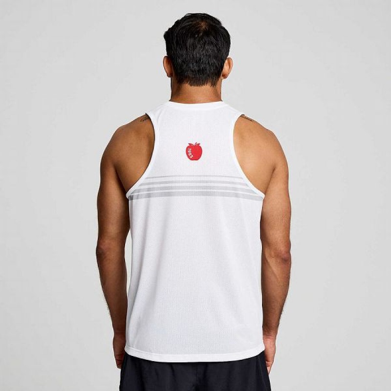 Men's Saucony New York Stopwatch Singlet Tank Top White | ANUSJVW-85