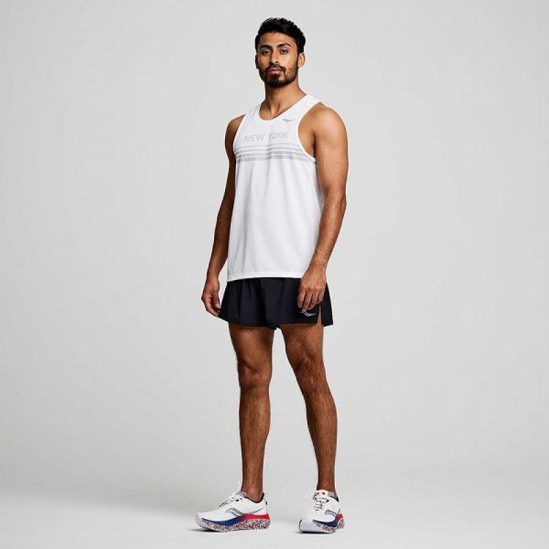 Men's Saucony New York Stopwatch Singlet Tank Top White | ANUSJVW-85