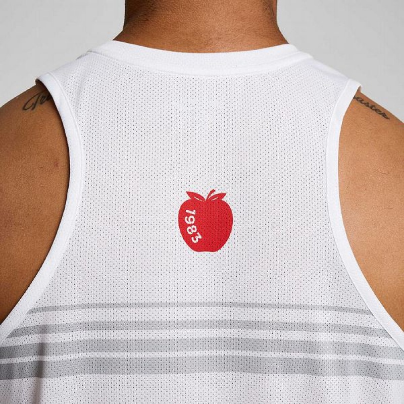 Men's Saucony New York Stopwatch Singlet Tank Top White | ANUSJVW-85