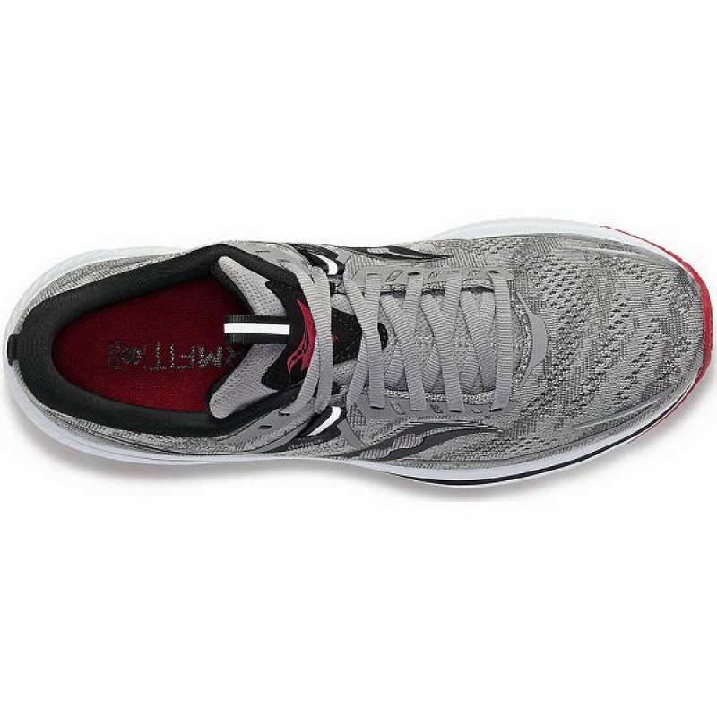 Men's Saucony Omni 21 Wide Running Shoes Grey / Dark Red | OHPDBYN-29