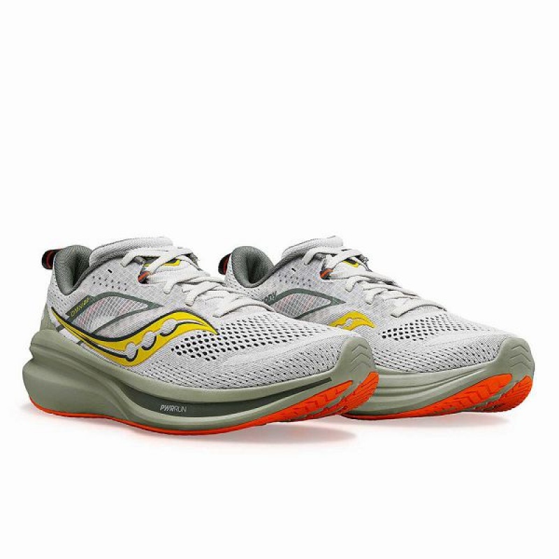 Men's Saucony Omni 22 Wide Running Shoes Grey / Khaki | JSFTWGM-57