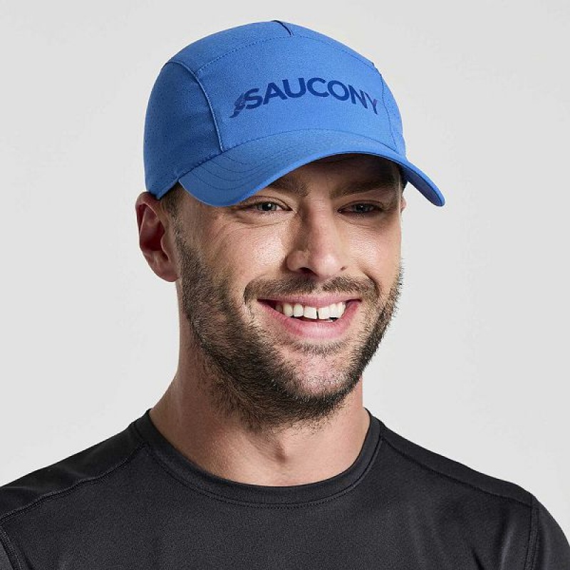 Men\'s Saucony Outpace Hats Blue | FVWLIBA-10