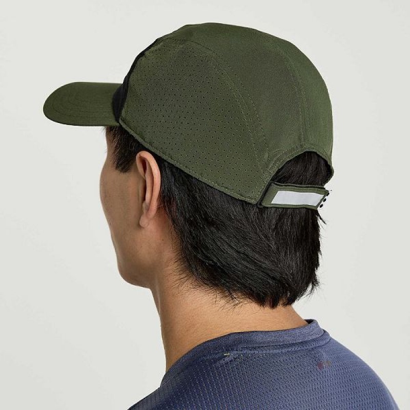 Men's Saucony Outpace Hats Dark Green | GVHDXKY-57