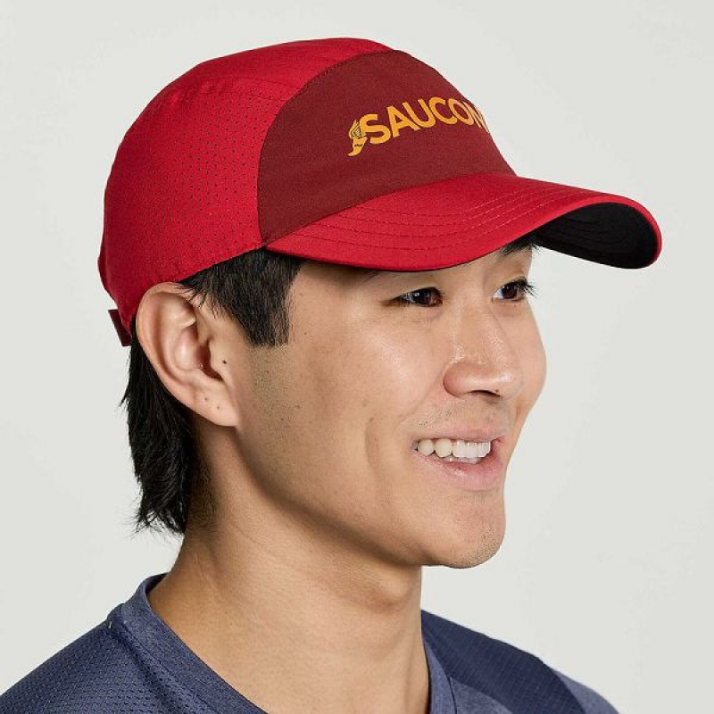 Men's Saucony Outpace Hats Red | JKDEZYM-91