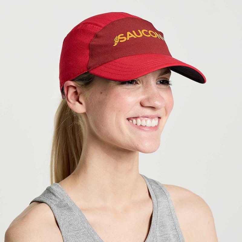 Men\'s Saucony Outpace Hats Red | JKDEZYM-91