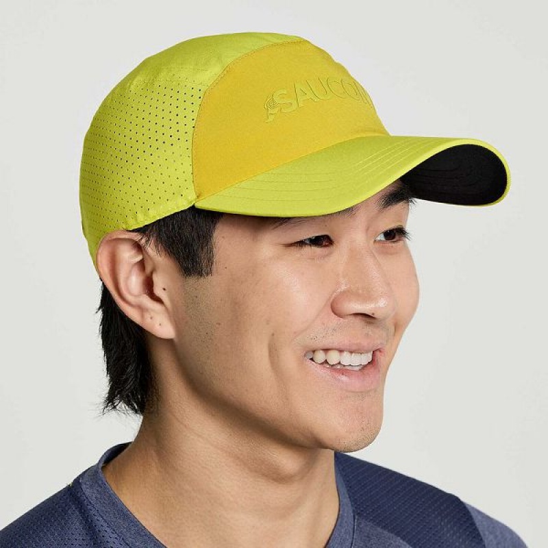 Men's Saucony Outpace Hats Yellow | UQZACMD-50