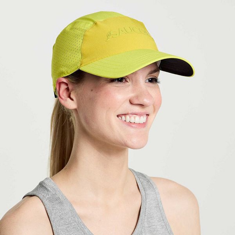 Men\'s Saucony Outpace Hats Yellow | UQZACMD-50