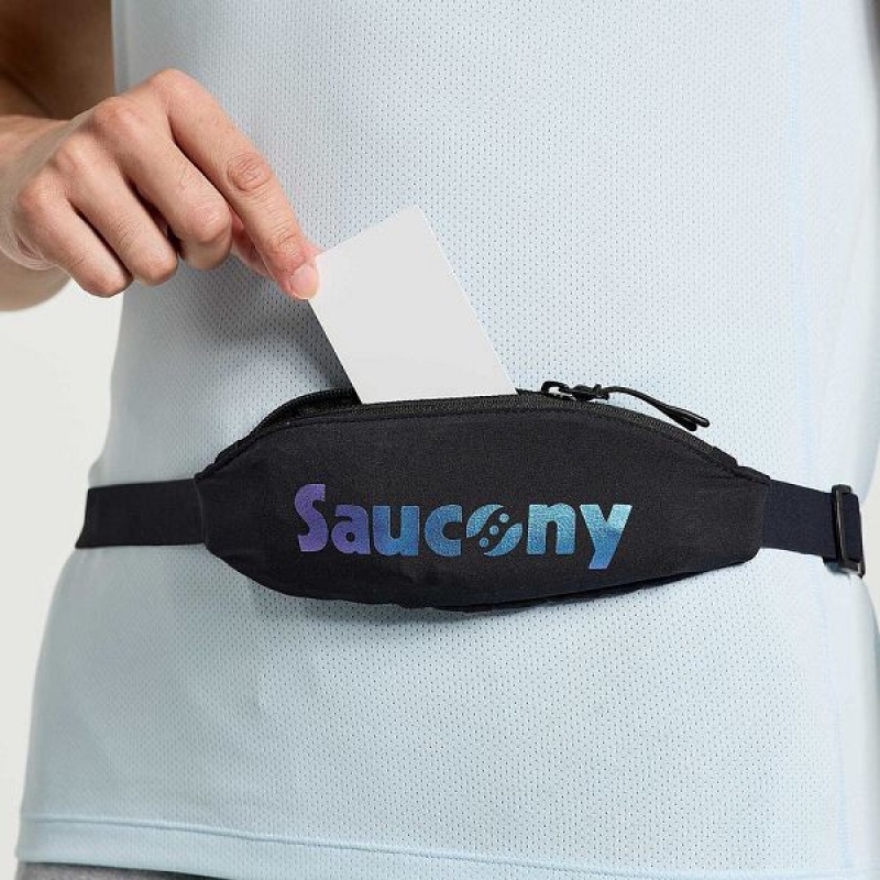 Men's Saucony Outpace Run Belt Belt Bags Black | LCDVIAQ-75