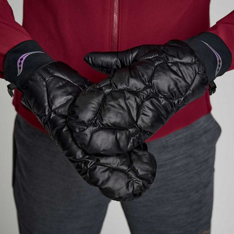 Men\'s Saucony Oysterpuff Mitt Gloves Black | YFQTLVU-95