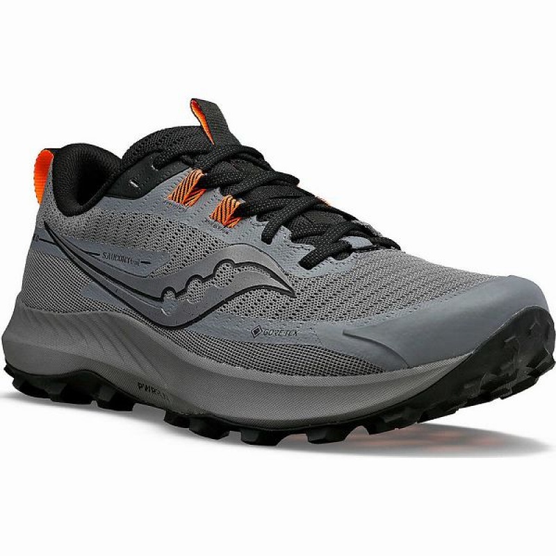 Men's Saucony Peregrine 13 GTX Running Shoes Grey / Black | WBCXFQM-42