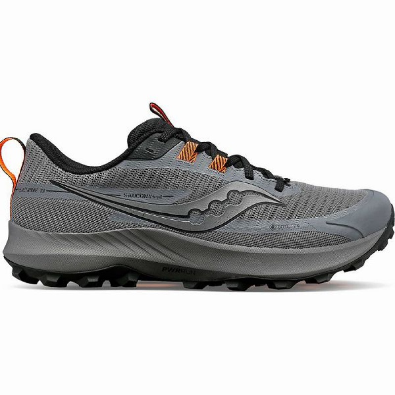 Men\'s Saucony Peregrine 13 GTX Running Shoes Grey / Black | WBCXFQM-42