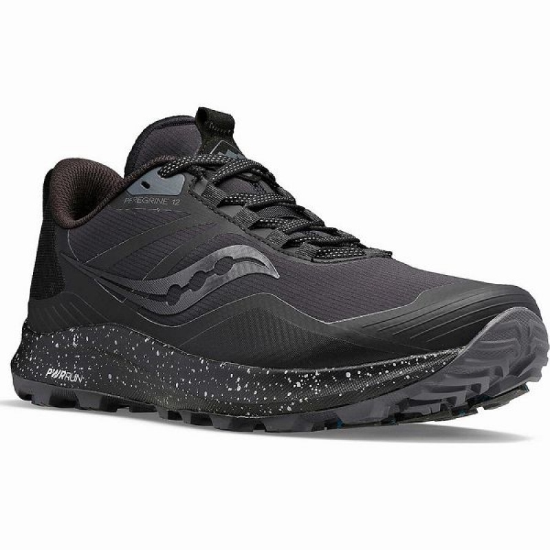 Men's Saucony Peregrine ICE+ 3 Running Shoes Black / Grey | RCAYDQJ-80