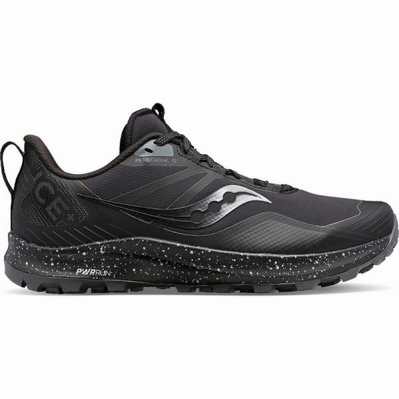 Men\'s Saucony Peregrine ICE+ 3 Running Shoes Black / Grey | RCAYDQJ-80