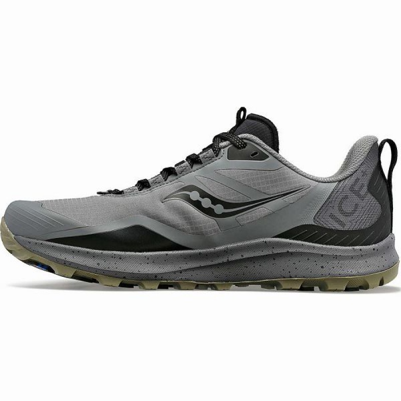 Men's Saucony Peregrine ICE+ 3 Running Shoes Grey / Black | BPSWGQN-60