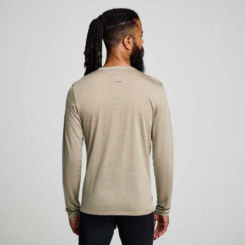 Men's Saucony Peregrine Merino Long Sleeve T Shirts Coffee | FKMNQTU-24