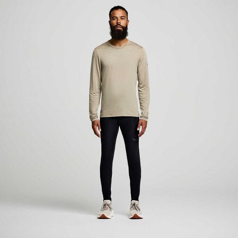 Men's Saucony Peregrine Merino Long Sleeve T Shirts Coffee | FKMNQTU-24