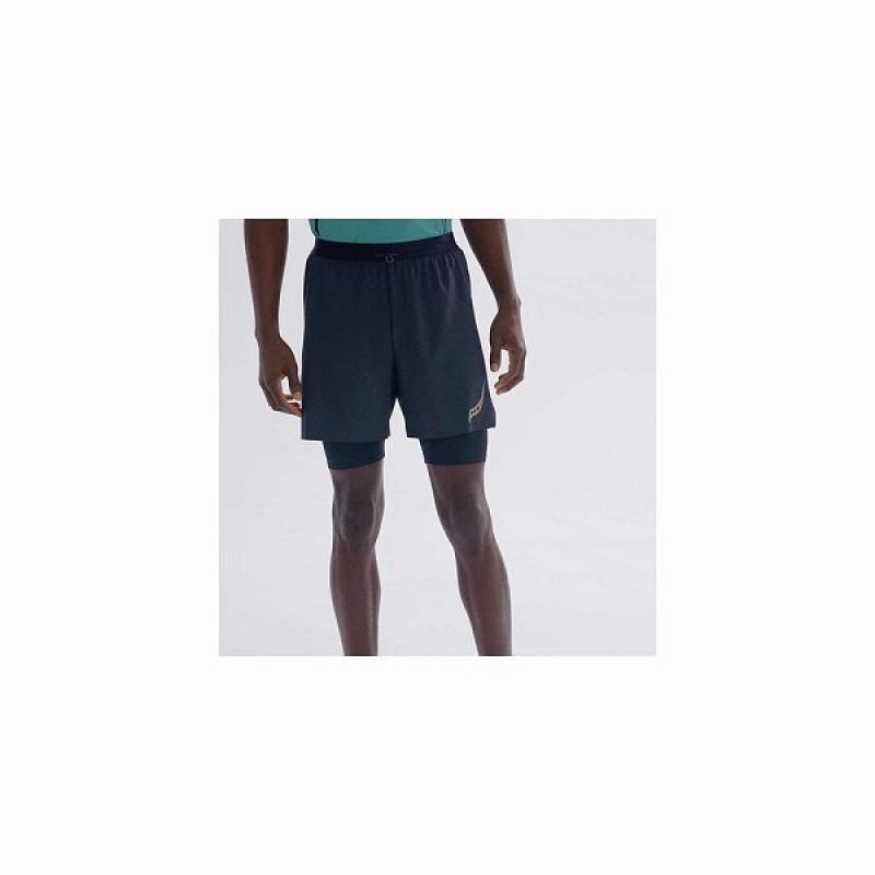 Men's Saucony Pinnacle 2-in-1 Shorts Black | EMGKSBN-09