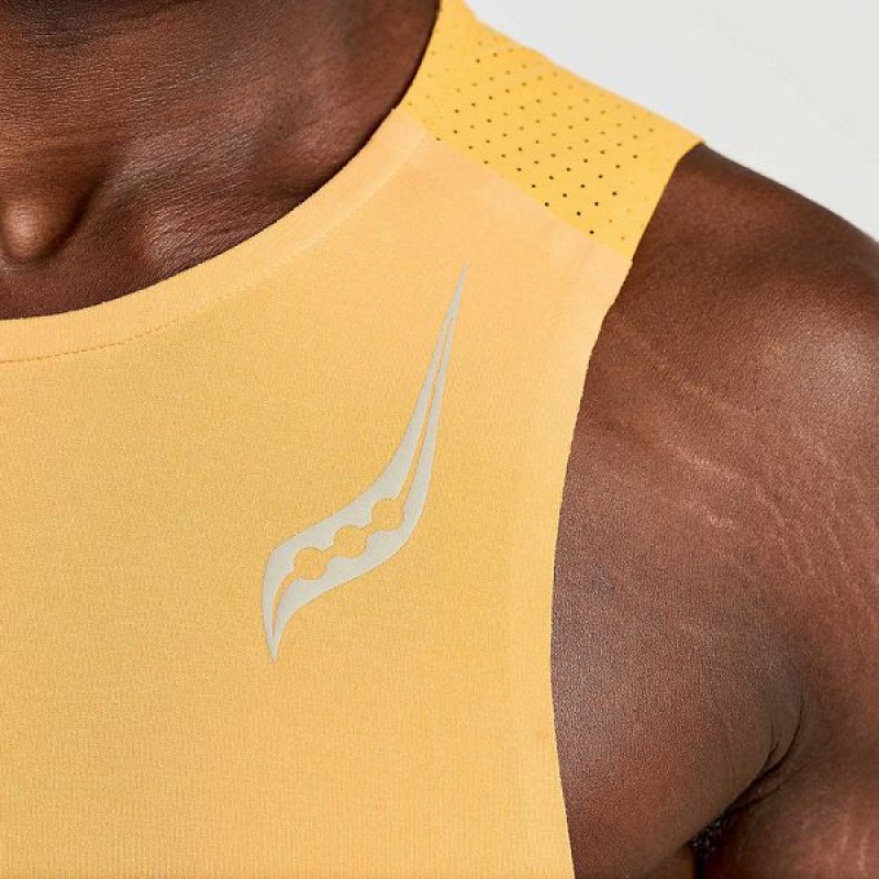 Men's Saucony Pinnacle Sleeveless Tank Top Orange | XMGYSCD-97