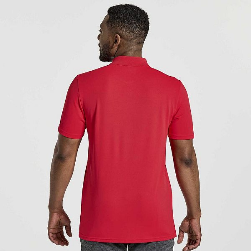 Men's Saucony Polo T Shirts Red | KQZNMGL-79