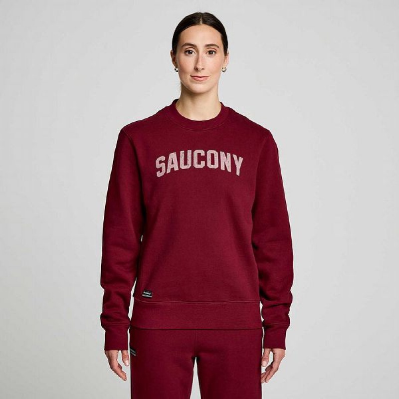 Men's Saucony Recovery Crew Sweatshirt Red | DUWHKPJ-37