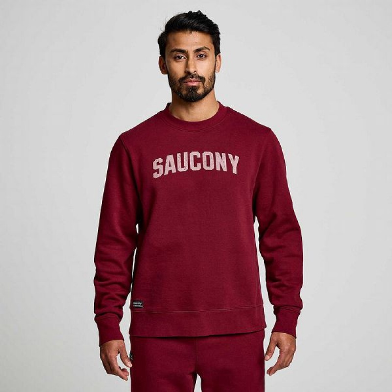 Men's Saucony Recovery Crew Sweatshirt Red | DUWHKPJ-37