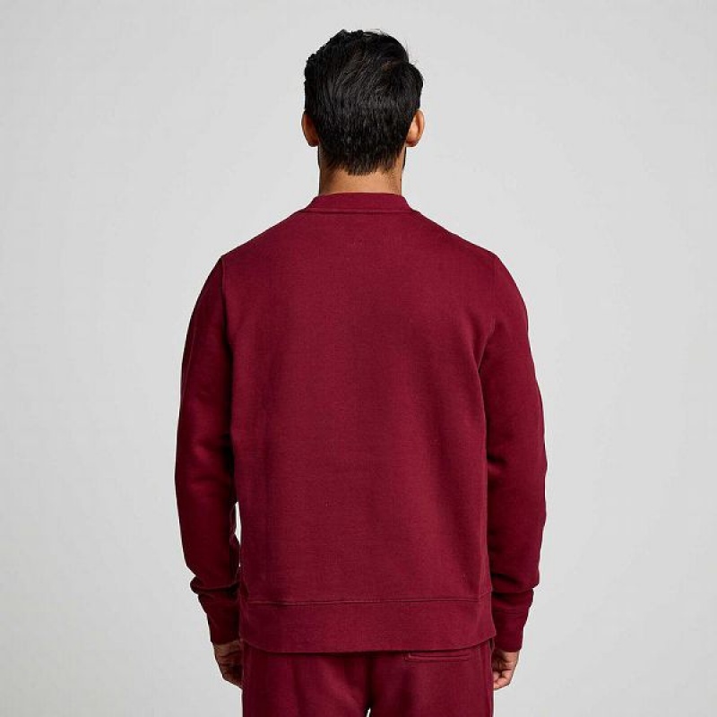 Men's Saucony Recovery Crew Sweatshirt Red | DUWHKPJ-37