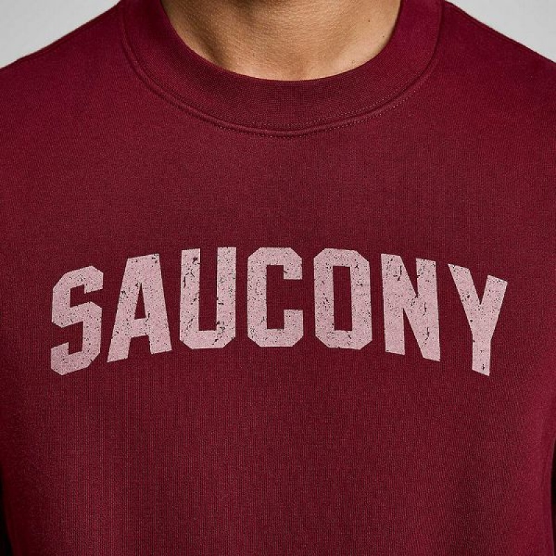 Men's Saucony Recovery Crew Sweatshirt Red | DUWHKPJ-37