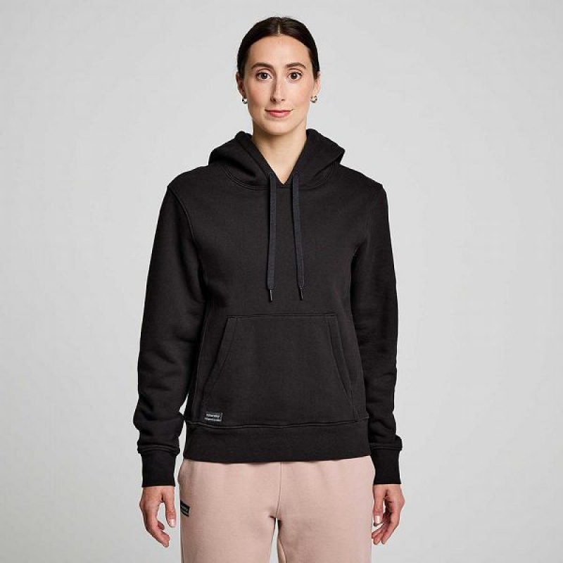 Men's Saucony Recovery Hoody Hoodie Black | YDZFTGH-29