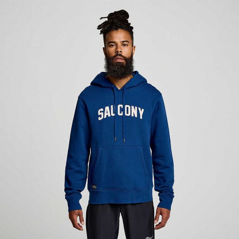 Men's Saucony Recovery Hoody Hoodie Indigo | PGOBNRZ-72